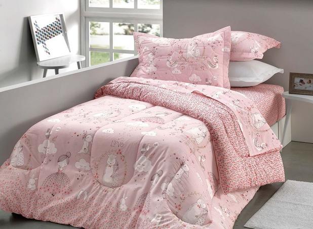 Colcha Matelasse Solteiro Infantil Menina Malu Karsten 180 fios Menor preço em Colcha Matelasse Solteiro Infantil Menina Malu Karsten 180 fios