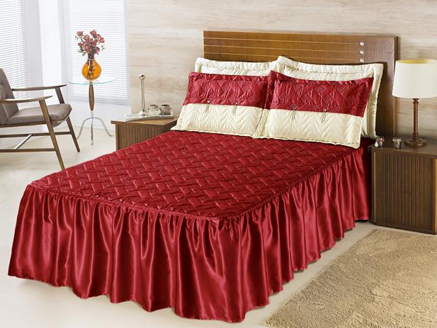 Colcha Mel Casal Padrão 5 peças Vermelho - Home fernandes Menor preço em Colcha Mel Casal Padrão 5 peças Vermelho - Home fernandes