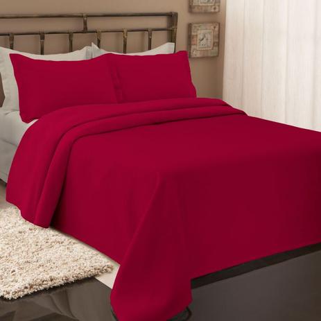 Colcha Piquet King 280x250 Com Porta Travesseiros Vermelho - Fassini têxtil Menor preço em Colcha Piquet King 280x250 Com Porta Travesseiros Vermelho - Fassini têxtil