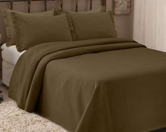 Colcha Piquet Queen 260x250 Com Porta Travesseiro Marrom - Fassini têxtil Menor preço em Colcha Piquet Queen 260x250 Com Porta Travesseiro Marrom - Fassini têxtil