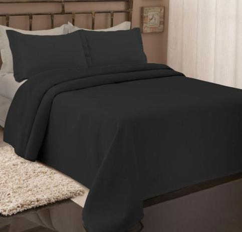 Colcha Piquet Queen 260x250 Com Porta Travesseiro Preta - Fassini têxtil Menor preço em Colcha Piquet Queen 260x250 Com Porta Travesseiro Preta - Fassini têxtil