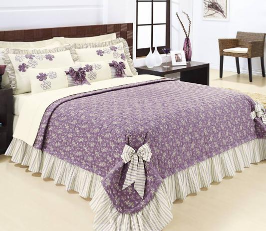Colcha Queen Doce Lar - Kit 7 Peças - Uva - Bernadete casa Menor preço em Colcha Queen Doce Lar - Kit 7 Peças - Uva - Bernadete casa