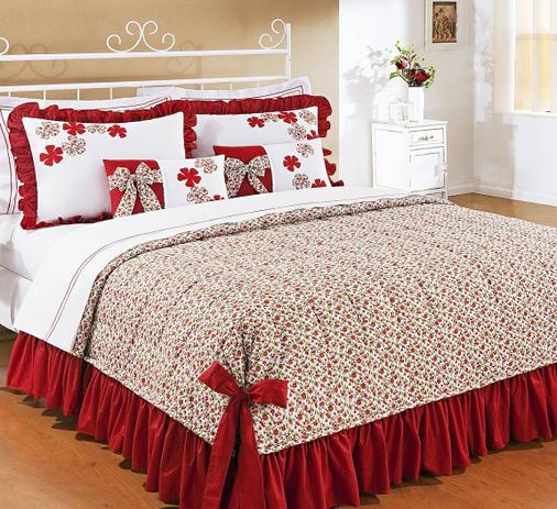 Colcha Queen Doce Lar - Kit 7 Peças - Vermelho - Bernadete casa Menor preço em Colcha Queen Doce Lar - Kit 7 Peças - Vermelho - Bernadete casa