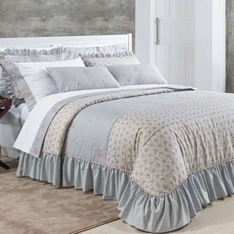 Colcha Queen Estampada 100 Algodão Percal 200 Fios - Versalles 5 Peças - Bernadete casa Menor preço em Colcha Queen Estampada 100 Algodão Percal 200 Fios - Versalles 5 Peças - Bernadete casa