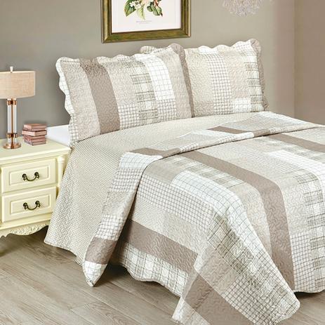 Colcha Queen Evolution Bege e Marrom (240x260) - Camesa Menor preço em Colcha Queen Evolution Bege e Marrom (240x260) - Camesa