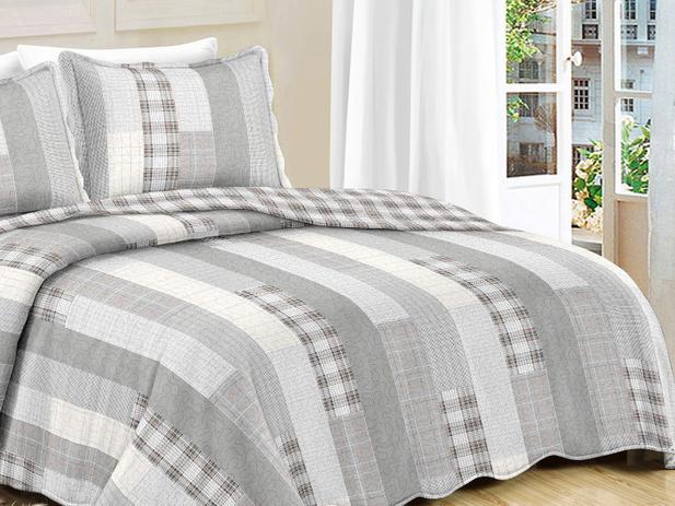 Colcha Queen Size 100 Microfibra 150 Fios - Camesa Patchwork 3 Peças Menor preço em Colcha Queen Size 100 Microfibra 150 Fios - Camesa Patchwork 3 Peças