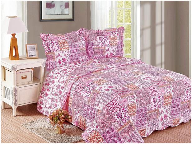 Colcha Queen Size 100 Poliéster 150 Fios Camesa - Evolution Rosa 3 Peças Menor preço em Colcha Queen Size 100 Poliéster 150 Fios Camesa - Evolution Rosa 3 Peças