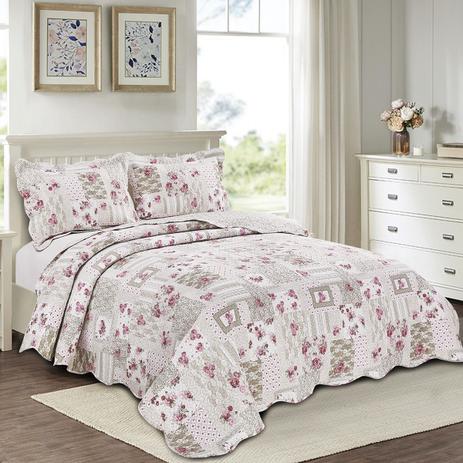 Colcha Queen Tune Camesa Evolution Patchwork 240x260CM Rosa Menor preço em Colcha Queen Tune Camesa Evolution Patchwork 240x260CM Rosa