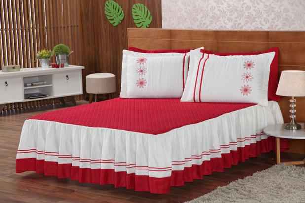 Colcha Renata Re9casa Casal 03 Peças - Cor Vermelho Menor preço em Colcha Renata Re9casa Casal 03 Peças - Cor Vermelho