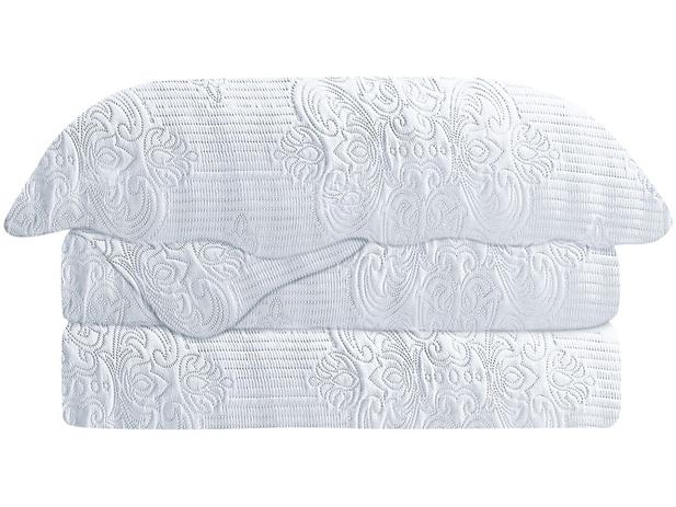 Colcha Solteiro Camesa Poliéster 150 Fios - Damask Branco 2 Peças