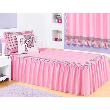 Colcha Solteiro Clarinha 03 Peças com Almofada Estampada - Rosa - Valle Menor preço em Colcha Solteiro Clarinha 03 Peças com Almofada Estampada - Rosa - Valle