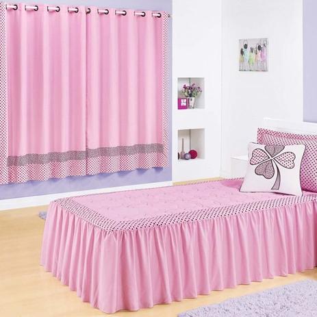 Colcha Solteiro Clarinha 04 Peças com Almofada Estampada - Rosa - Valle Menor preço em Colcha Solteiro Clarinha 04 Peças com Almofada Estampada - Rosa - Valle