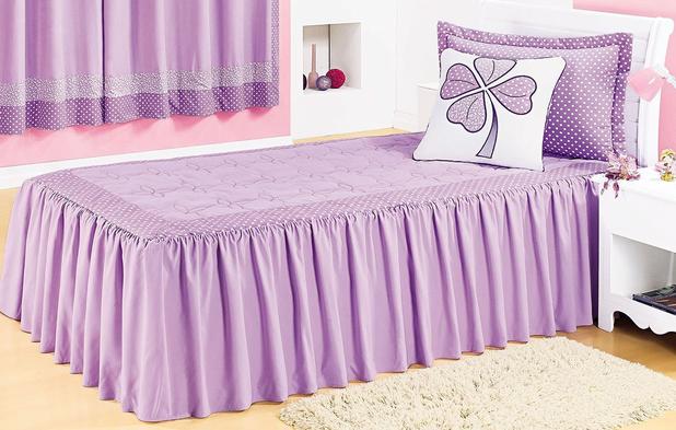 Colcha Solteiro Clarinha Lilas com 4 peças - Valle enxovais Menor preço em Colcha Solteiro Clarinha Lilas com 4 peças - Valle enxovais
