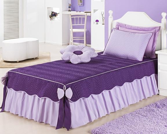 Colcha Solteiro Lilás 4 Peças Mariana - A decorativa Menor preço em Colcha Solteiro Lilás 4 Peças Mariana - A decorativa