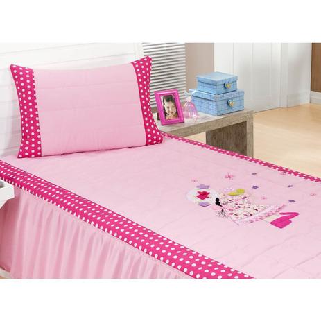 Colcha Solteiro Milano 02 Peças com Porta Travesseiro tema Boneca - Rosa - Valle Menor preço em Colcha Solteiro Milano 02 Peças com Porta Travesseiro tema Boneca - Rosa - Valle