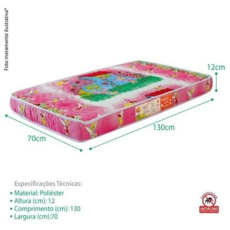 Colchão Berço 1 lado Emplastificado D18 70x12x130 Fadinhas - Celiflex Menor preço em Colchão Berço 1 lado Emplastificado D18 70x12x130 Fadinhas - Celiflex