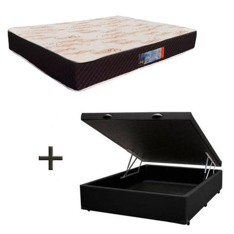 Colchão Casal Umaflex Paris D33 24x138x188 + Base Box Baú Casal Suede Preto 37x138x188 Menor preço em Colchão Casal Umaflex Paris D33 24x138x188 + Base Box Baú Casal Suede Preto 37x138x188
