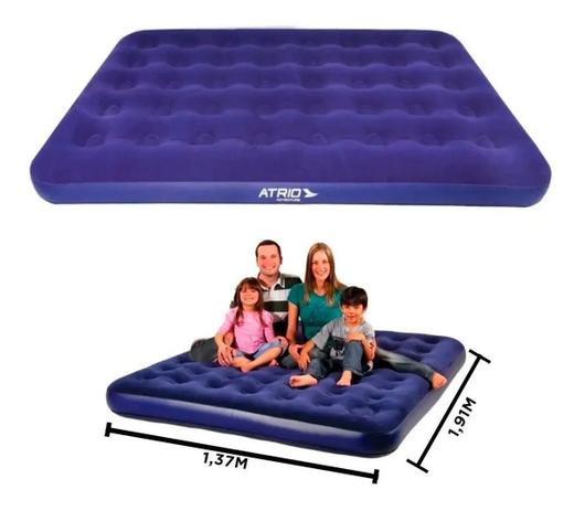 Colchão de Ar Inflável Casal Azul PVC até 200KG Superfície Aveludada Confortável Atrio - ES289 - Multilaser Menor preço em Colchão de Ar Inflável Casal Azul PVC até 200KG Superfície Aveludada Confortável Atrio - ES289 - Multilaser