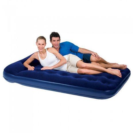 Colchão de Casal Inflável Bestway Flocked com Bomba Interna - Azul Menor preço em Colchão de Casal Inflável Bestway Flocked com Bomba Interna - Azul
