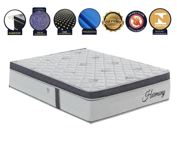 Colchão de Molas Superlastic de Fio Continuo entrelaçado Solteiro Americano HARMONY - Pilow top-in com espumas progressivas - 96x203x26 - King Konfort Menor preço em Colchão de Molas Superlastic de Fio Continuo entrelaçado Solteiro Americano HARMONY - Pilow top-in com espumas progressivas - 96x203x26 - King Konfort
