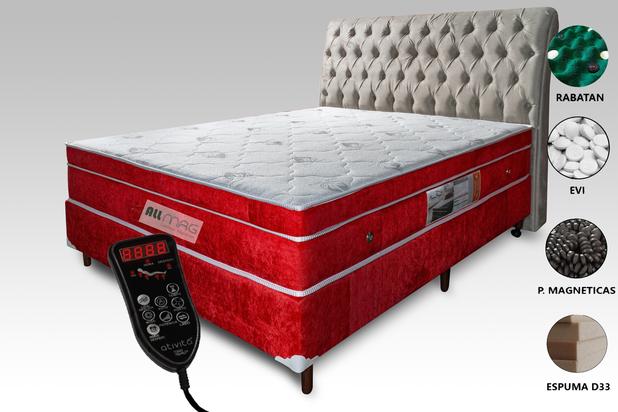 Colchão Magnético + Base Box Casal Vermelho - Allmag Menor preço em Colchão Magnético + Base Box Casal Vermelho - Allmag