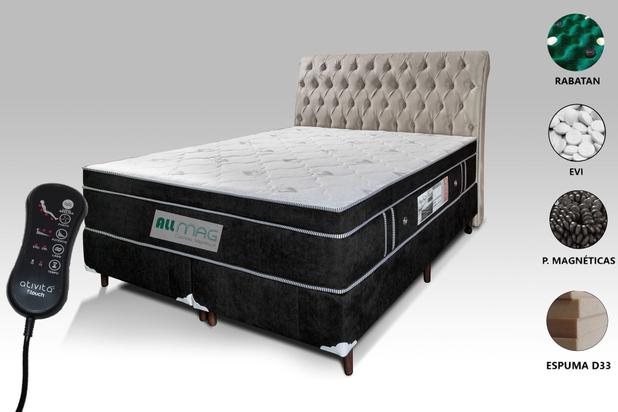 Colchão Magnético +Base Box com Kit Massagem Queen Preto - Allmag Menor preço em Colchão Magnético +Base Box com Kit Massagem Queen Preto - Allmag