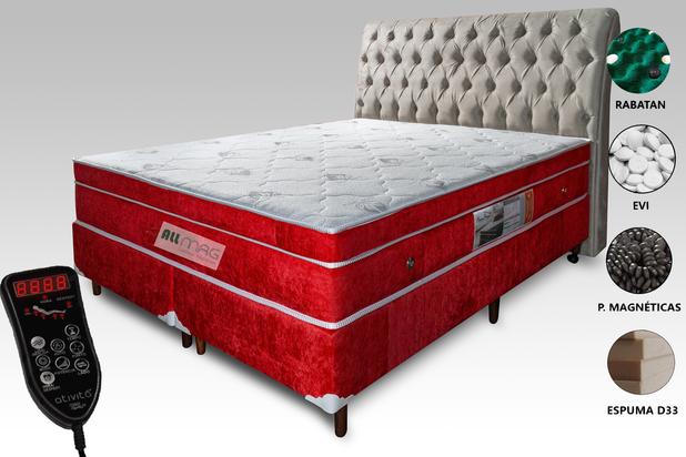 Colchão Magnético King Com Massagem e Energia Bioquântico + Box Bipartido Vermelho - Allmag Menor preço em Colchão Magnético King Com Massagem e Energia Bioquântico + Box Bipartido Vermelho - Allmag