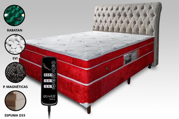 Colchão Magnético Massageador (8 motores) Controle Operacional + Base Box +  Cabeceira Casal Completo - ALLMAG - Cama Box Casal - Magazine Luiza