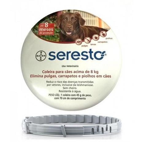 Coleira antiparasitaria seresto para caes acima de 8kg - Bayer Menor preço em Coleira antiparasitaria seresto para caes acima de 8kg - Bayer