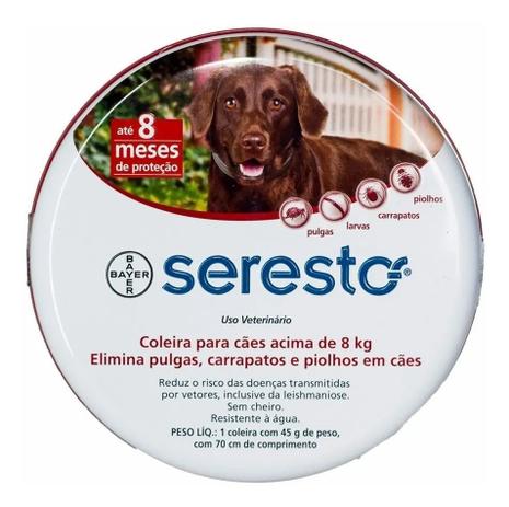 Coleira Antipulgas E Carrapatos Bayer Seresto G Para Cães Acima De 8 kg Menor preço em Coleira Antipulgas E Carrapatos Bayer Seresto G Para Cães Acima De 8 kg