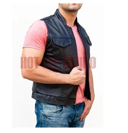 Colete de Couro para Motociclistas/Motoclube modelo Sons of Anarchy - Hot Lee Couro Menor preço em Colete de Couro para Motociclistas/Motoclube modelo Sons of Anarchy - Hot Lee Couro
