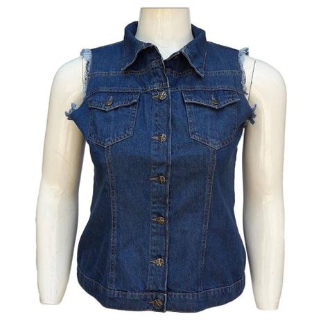 colete jeans feminino plus size
