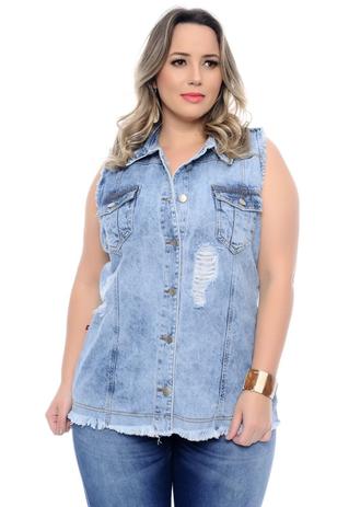 colete feminino jeans plus size