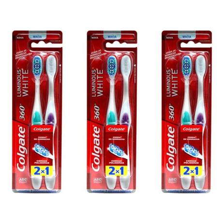 Colgate 360 Escova Dental Luminous White C/2 (Kit C/03) Menor preço em Colgate 360 Escova Dental Luminous White C/2 (Kit C/03)