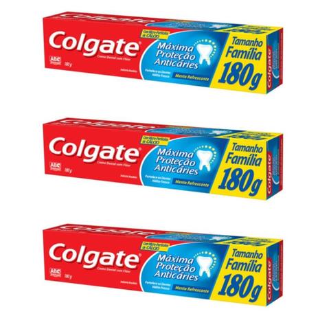 Colgate Máxima Proteção Anticáries Creme Dental Menta Refrescante 180g (Kit C/03) Menor preço em Colgate Máxima Proteção Anticáries Creme Dental Menta Refrescante 180g (Kit C/03)