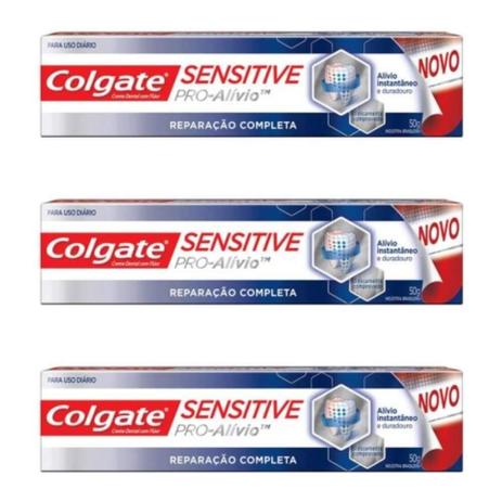 Colgate Sensitive Pro Alivio Creme Dental Reparação Completa 50g (Kit C/03) Menor preço em Colgate Sensitive Pro Alivio Creme Dental Reparação Completa 50g (Kit C/03)