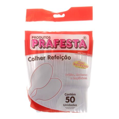 Colher Descartável para Refeição Branca com 50 Unidades Prafesta Menor preço em Colher Descartável para Refeição Branca com 50 Unidades Prafesta