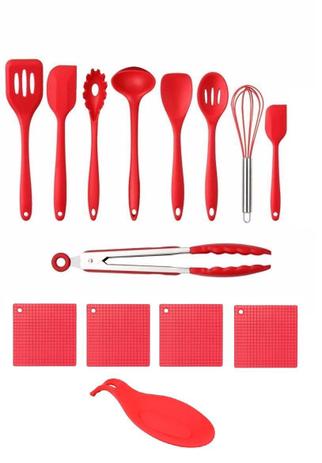Colheres Inteiramente De Silicone 14 Pçs Vermelho Apoio - Clink Menor preço em Colheres Inteiramente De Silicone 14 Pçs Vermelho Apoio - Clink