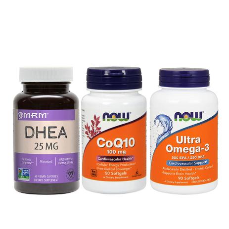 Comb Ddhea 25mg MRM + Coq10 100mg + Ultra Omega 3 Now Foods Menor preço em Comb Ddhea 25mg MRM + Coq10 100mg + Ultra Omega 3 Now Foods