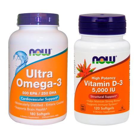 Comb Ultra Omega 3 180 Sgels + Vit D3 5000 ui 120 Sgels Now - Now foods Menor preço em Comb Ultra Omega 3 180 Sgels + Vit D3 5000 ui 120 Sgels Now - Now foods