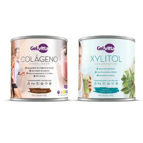 Combo 1 Colágeno Em Pó Sabor Chocolate + 1 Xylitol Gelvitta Menor preço em Combo 1 Colágeno Em Pó Sabor Chocolate + 1 Xylitol Gelvitta