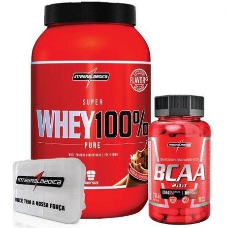Combo 100 Whey Chocolate + Bcaa 2:1:1 + Porta Caps - Integralmédica - Integralmedica Menor preço em Combo 100 Whey Chocolate + Bcaa 2:1:1 + Porta Caps - Integralmédica - Integralmedica