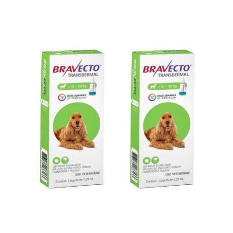 Combo 2 Antipulgas Bravecto 10 a 20kg Transdermal Cães - Msd Menor preço em Combo 2 Antipulgas Bravecto 10 a 20kg Transdermal Cães - Msd