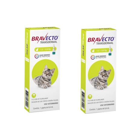 Combo 2 Antipulgas Bravecto 1,2 a 2,8kg Transdermal Gatos - Msd Menor preço em Combo 2 Antipulgas Bravecto 1,2 a 2,8kg Transdermal Gatos - Msd