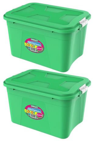 Combo 2 caixas organizadoras g 56 litros verde uninjet Menor preço em Combo 2 caixas organizadoras g 56 litros verde uninjet