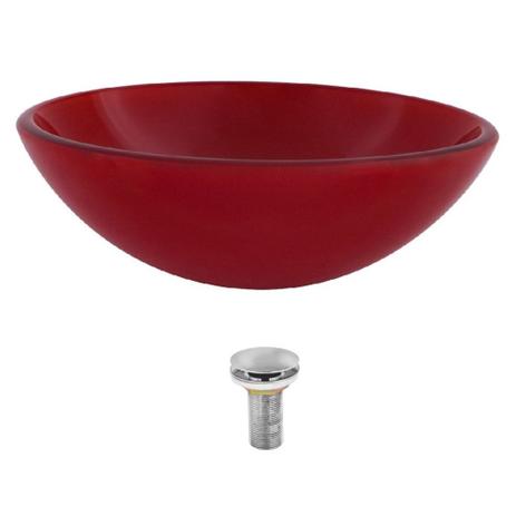 Combo 2 em 1 - Cuba Redonda de Vidro 35cm Galileu + Válvula Click Vermelha P/ banheiro lavabo pia - Vidros brasil Menor preço em Combo 2 em 1 - Cuba Redonda de Vidro 35cm Galileu + Válvula Click Vermelha P/ banheiro lavabo pia - Vidros brasil