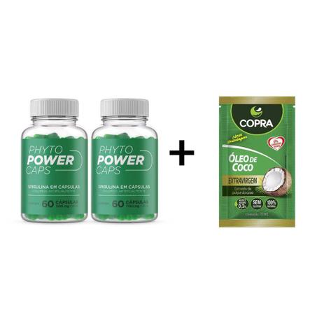 Combo 2 Potes Phyto Power Caps 60 Capsulas + 1 Sache Oleo De Coco 15G - Pandora Menor preço em Combo 2 Potes Phyto Power Caps 60 Capsulas + 1 Sache Oleo De Coco 15G - Pandora