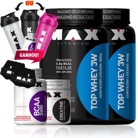 Combo 2 Top Whey Pro + Bcaa + Creatina + Coqueteleira - Max - Max titanium é boa?