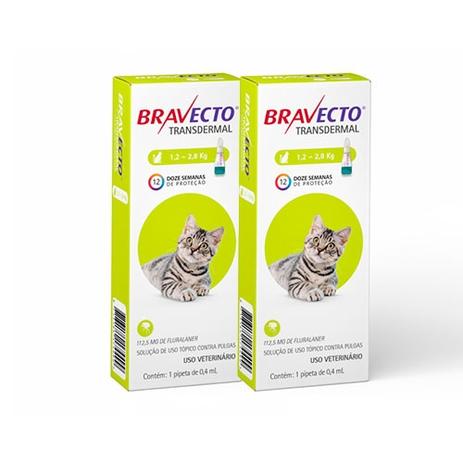 Combo 2 Unidades Bravecto para Gatos Anti Pulgas e Carrapatos 1,2 a 2,8kg - Msd Menor preço em Combo 2 Unidades Bravecto para Gatos Anti Pulgas e Carrapatos 1,2 a 2,8kg - Msd