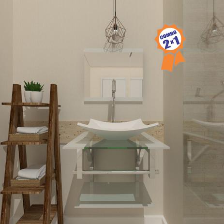 Combo 2 x 1 Gabinete de Vidro 45cm para Banheiro Cuba Retangular - Bielorrússia + Torneira Algarve - Ekasa Menor preço em Combo 2 x 1 Gabinete de Vidro 45cm para Banheiro Cuba Retangular - Bielorrússia + Torneira Algarve - Ekasa